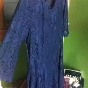 Navy blue quarter sleeve lace dress